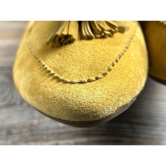 Talbots Francesca Tassel Moccasins Mustard Yellow Suede Leather 9M Quiet Luxury - Picture 13 of 13